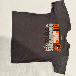 Majestic Baltimore Orioles 2014 AL East Champions Shirt Mens Large Gray MLB Tee